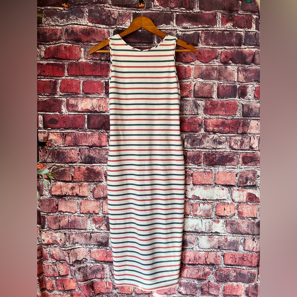 Zara Trafaluc Striped Sleeveless Midi Dress - Red White Blue